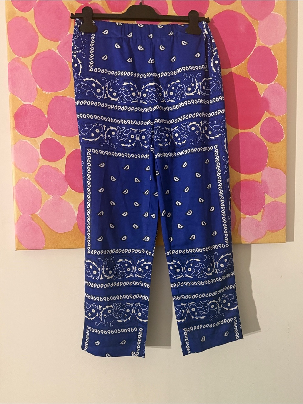 💙 BY June 22 Relaxed Bandana Print  Pants - Blue - Picture 2 of 7
